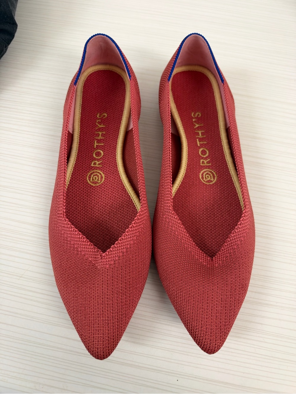 Rothy's Pointed Knit Flats in Coral - Women's Shoes